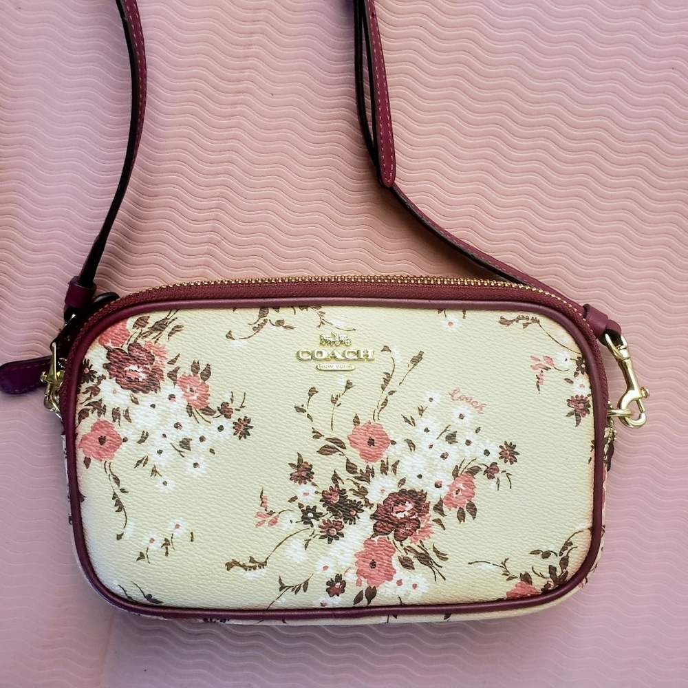 Coach Sadie Floral Crossbody Clutch Bag Double Zip 67087